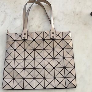 Geometric Patterned Tan Tote Bag